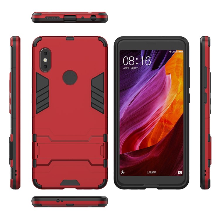 Shockproof PC + TPU Hybrid Kickstand Mobile Back Case for Xiaomi Redmi Note 5 Pro (Dual Camera) / Redmi Note 5 (China) - Red-4