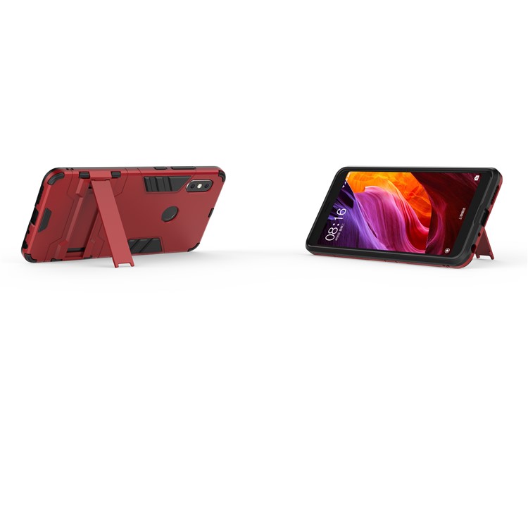 Shockproof PC + TPU Hybrid Kickstand Mobile Back Case for Xiaomi Redmi Note 5 Pro (Dual Camera) / Redmi Note 5 (China) - Red-5