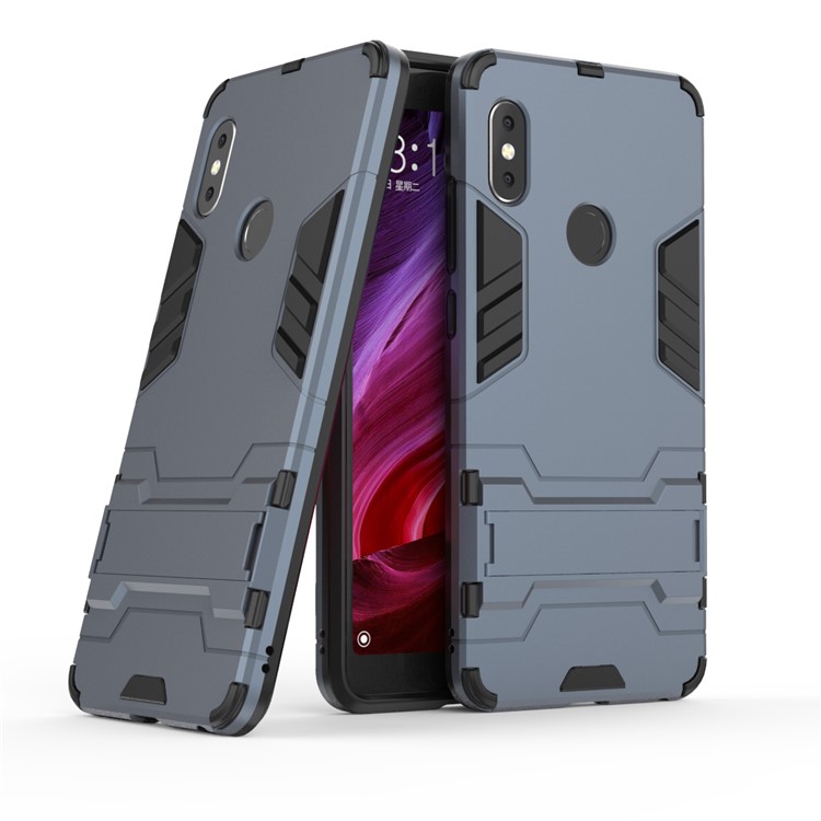 Shockproof PC + TPU Hybrid Kickstand Mobile Phone Shell Case for Xiaomi Redmi Note 5 Pro (Dual Camera) / Redmi Note 5 (China) - Dark Blue-1