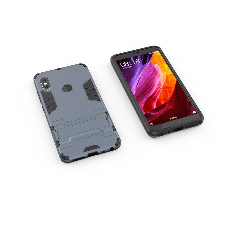 Shockproof PC + TPU Hybrid Kickstand Mobile Phone Shell Case for Xiaomi Redmi Note 5 Pro (Dual Camera) / Redmi Note 5 (China) - Dark Blue-3