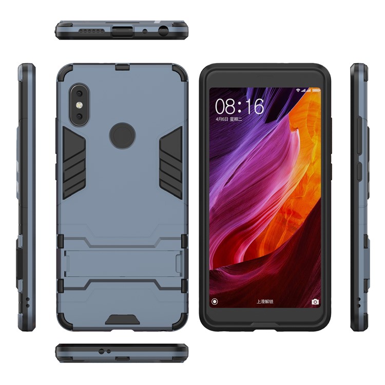 Shockproof PC + TPU Hybrid Kickstand Mobile Phone Shell Case for Xiaomi Redmi Note 5 Pro (Dual Camera) / Redmi Note 5 (China) - Dark Blue-4