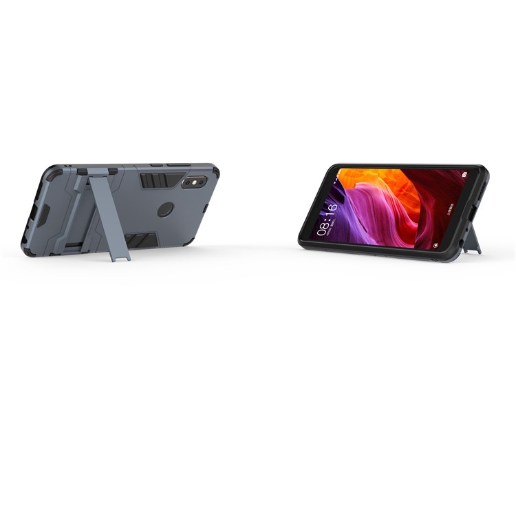 Shockproof PC + TPU Hybrid Kickstand Mobile Phone Shell Case for Xiaomi Redmi Note 5 Pro (Dual Camera) / Redmi Note 5 (China) - Dark Blue-5