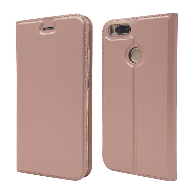Auto-absorbed Magnetic Leather Card Holder Phone Case for Xiaomi Mi A1 / 5X - Rose Gold-3