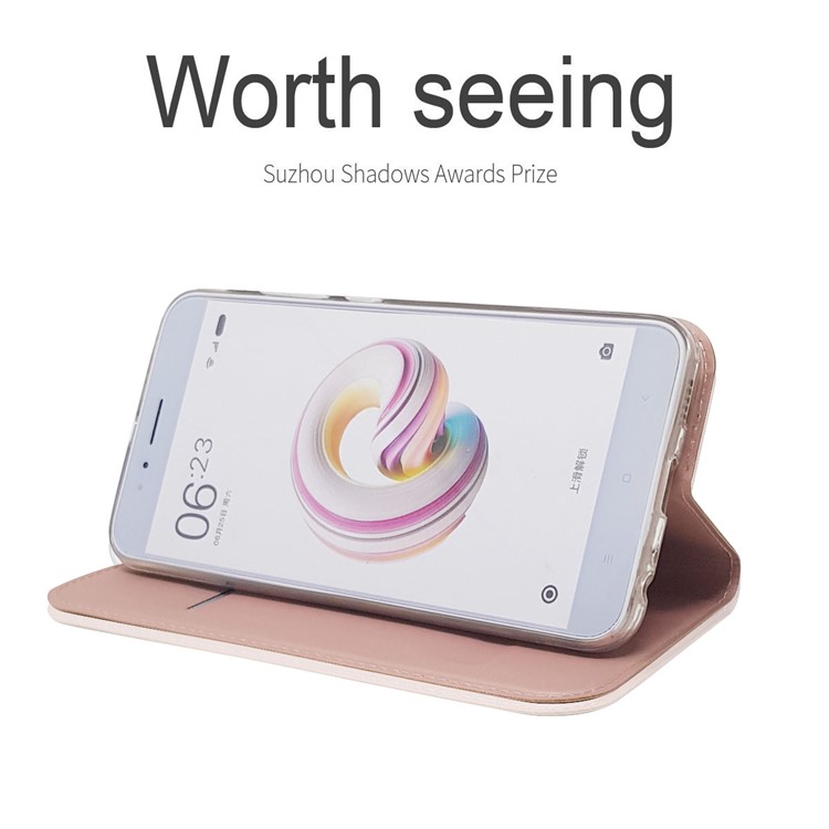 Auto-absorbed Magnetic Leather Card Holder Phone Case for Xiaomi Mi A1 / 5X - Rose Gold-4
