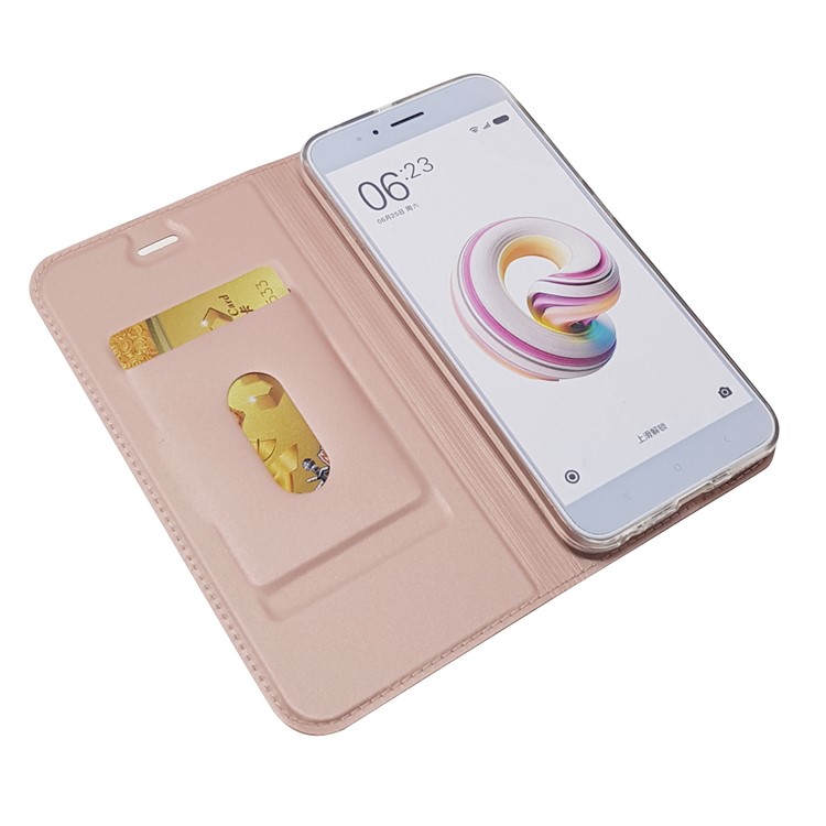 Auto-absorbed Magnetic Leather Card Holder Phone Case for Xiaomi Mi A1 / 5X - Rose Gold-7