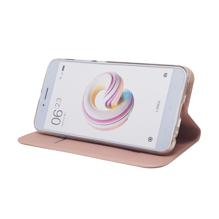 Auto-absorbed Magnetic Leather Card Holder Phone Case for Xiaomi Mi A1 / 5X - Rose Gold-9