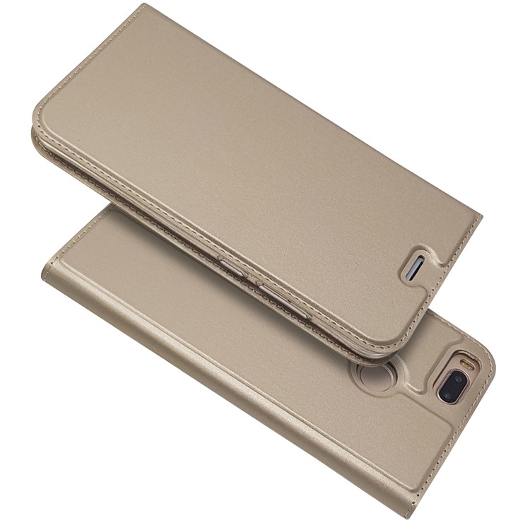Auto-absorbed Magnetic Leather Card Slot Mobile Folio Cover for Xiaomi Mi A1 / 5X - Gold-2