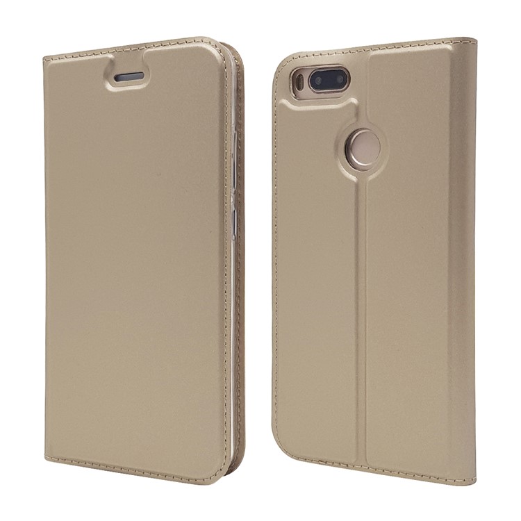 Auto-absorbed Magnetic Leather Card Slot Mobile Folio Cover for Xiaomi Mi A1 / 5X - Gold-3