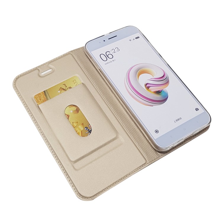 Auto-absorbed Magnetic Leather Card Slot Mobile Folio Cover for Xiaomi Mi A1 / 5X - Gold-6