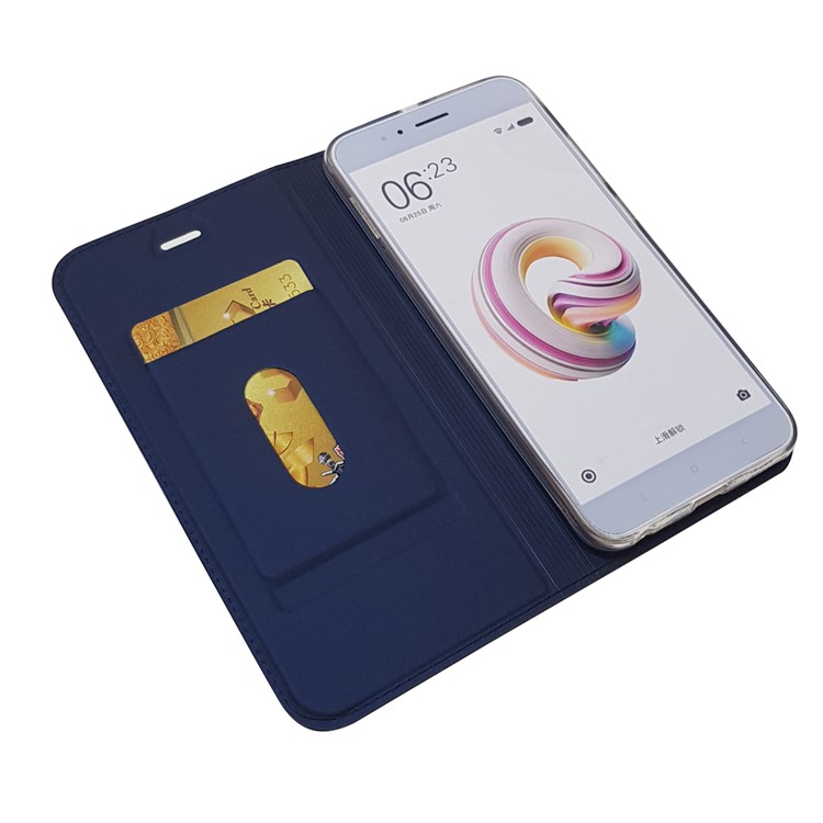 Auto-absorbed Magnetic Leather Protective Cover with Card Holder for Xiaomi Mi A1 / 5X - Dark Blue-6
