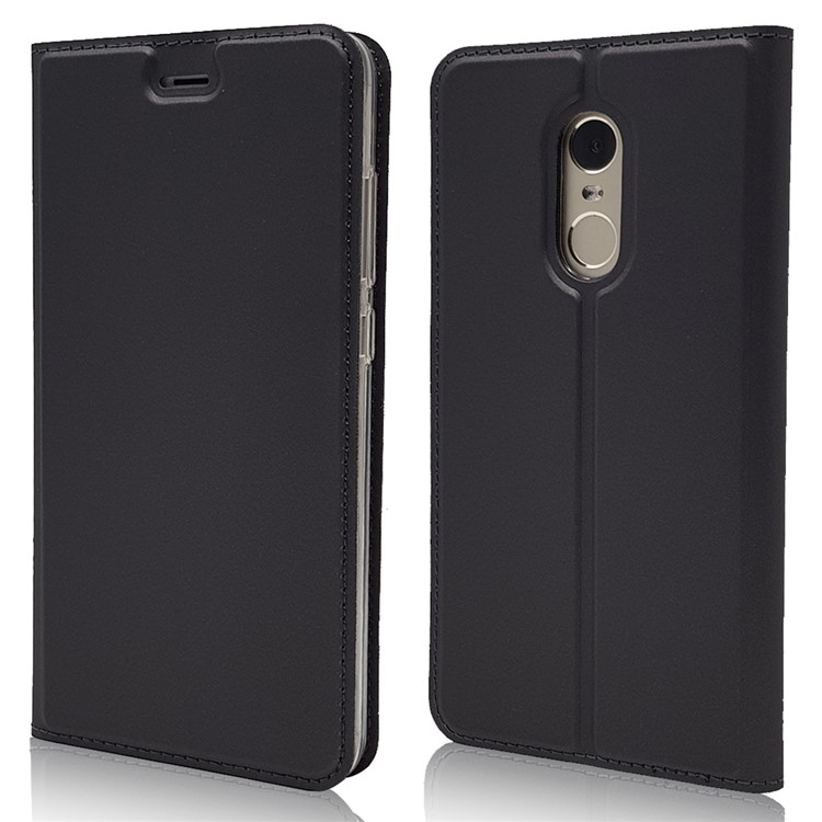 Magnetic Adsorption Card Holder PU Leather Case for Xiaomi Redmi Note 4X - Black-1