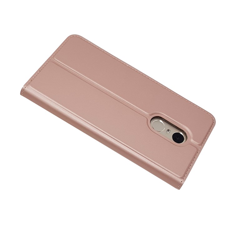 Magnetic Adsorption Card Holder PU Leather Stand Cover for Xiaomi Redmi Note 4X - Rose Gold-4