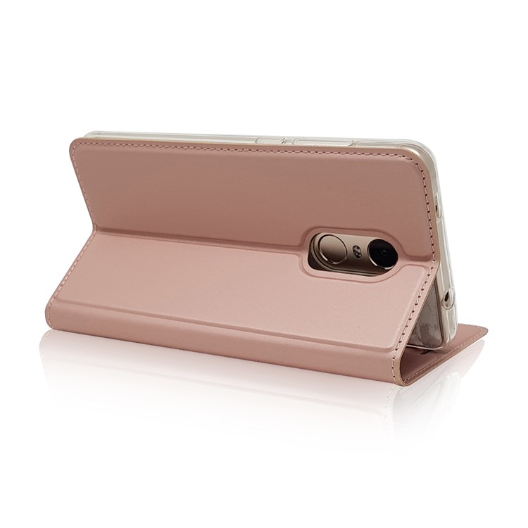 Magnetic Adsorption Card Holder PU Leather Stand Cover for Xiaomi Redmi Note 4X - Rose Gold-6