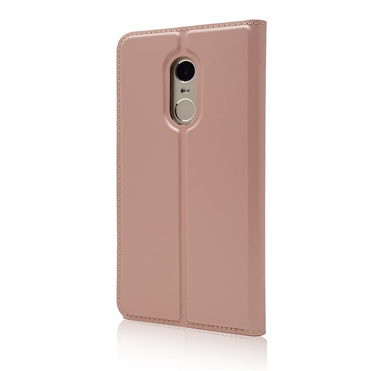 Magnetic Adsorption Card Holder PU Leather Stand Cover for Xiaomi Redmi Note 4X - Rose Gold-9