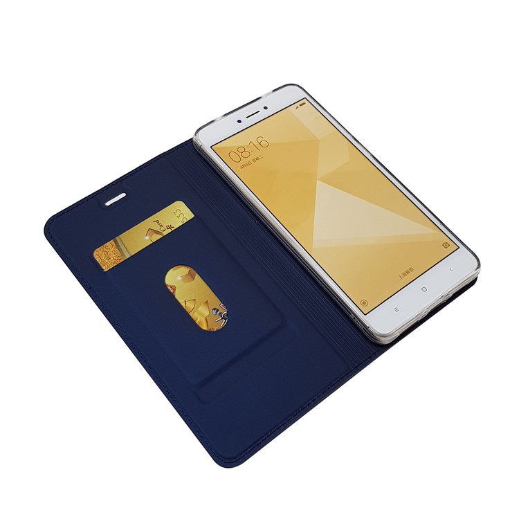 Magnetic Adsorption PU Leather Card Holder Mobile Casing for Xiaomi Redmi Note 4X - Dark Blue-5