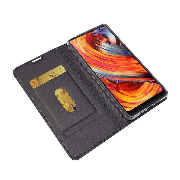 Magnetic Adsorption Leather Card Holder Case for Xiaomi Mi Mix 2 - Black-5