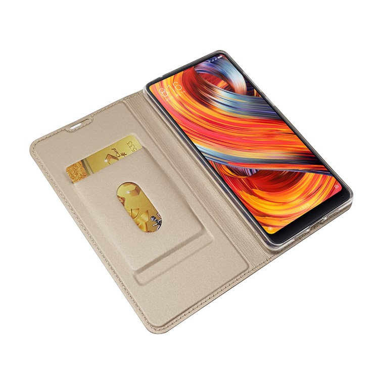 Magnetic Adsorption Leather Card Holder Shell Case for Xiaomi Mi Mix 2 - Gold-5