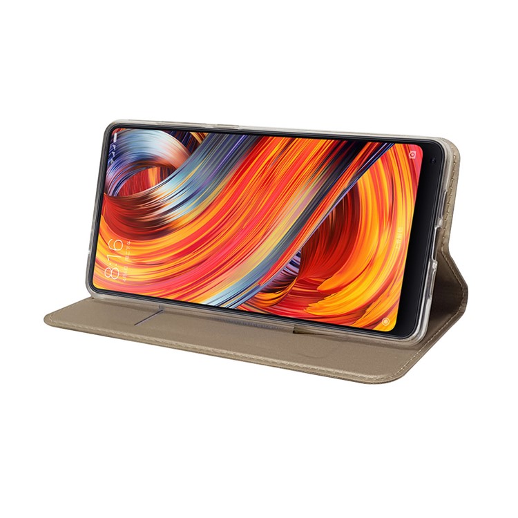 Magnetic Adsorption Leather Card Holder Shell Case for Xiaomi Mi Mix 2 - Gold-7