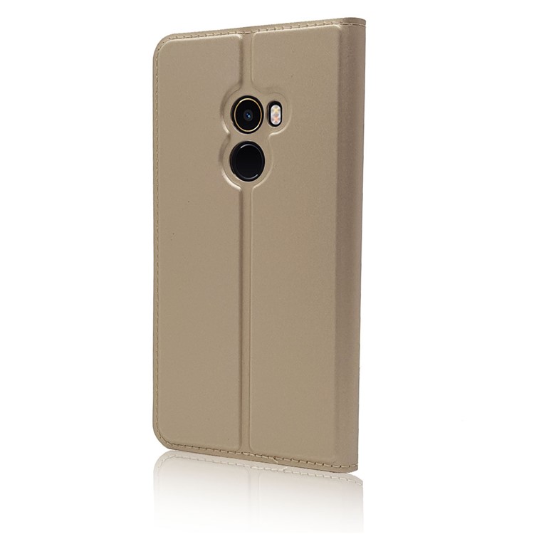 Magnetic Adsorption Leather Card Holder Shell Case for Xiaomi Mi Mix 2 - Gold-9