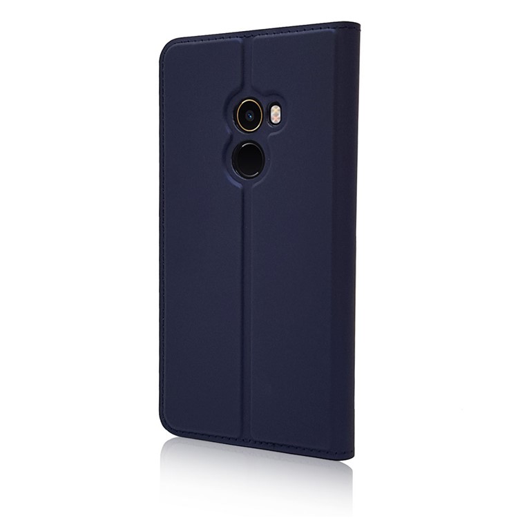 Magnetic Adsorption Leather Stand Case with Card Slot for Xiaomi Mi Mix 2 - Dark Blue-8
