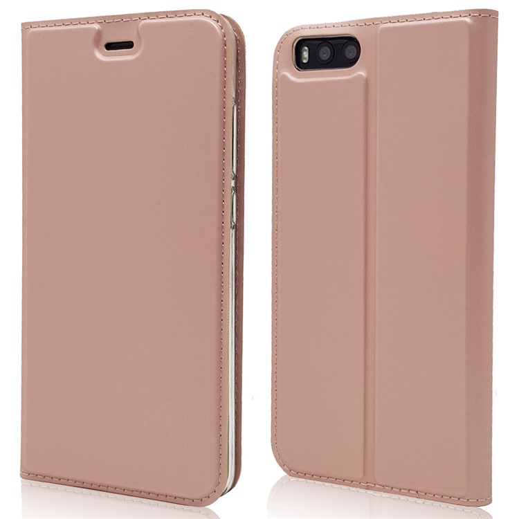 Magnetic Adsorption PU Leather Card Holder Case for Xiaomi Mi Note 3 - Rose Gold-2