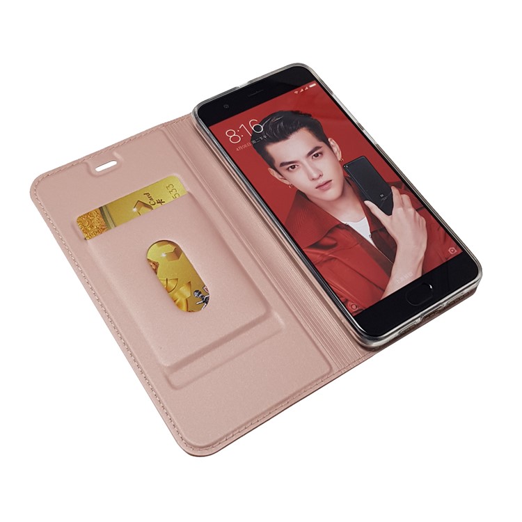 Magnetic Adsorption PU Leather Card Holder Case for Xiaomi Mi Note 3 - Rose Gold-5