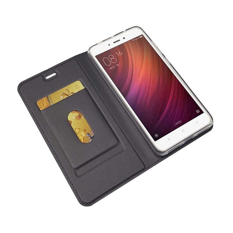 Magnetischer Adsorbierter Lederner Kartenhalterkasten Für Xiaomi Redmi Anmerkung 4 - Schwarz-5