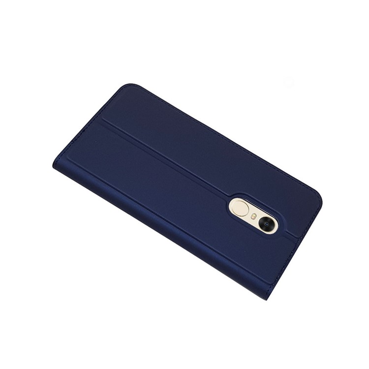 Magnetic Adsorption Leather Stand Case with Card Slot for Xiaomi Redmi Note 4 - Dark Blue-4
