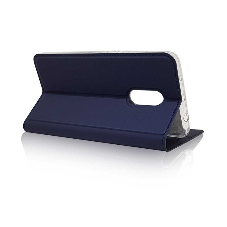 Magnetic Adsorption Leather Stand Case with Card Slot for Xiaomi Redmi Note 4 - Dark Blue-6