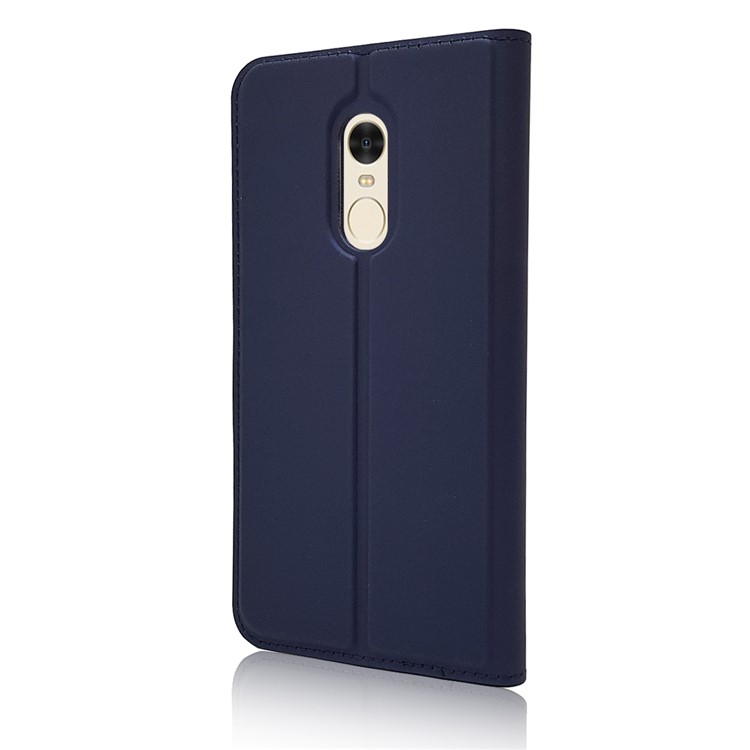 Magnetic Adsorption Leather Stand Case with Card Slot for Xiaomi Redmi Note 4 - Dark Blue-8