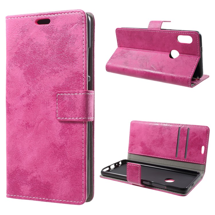 Vintage Style Wallet PU Leather Stand Case for Xiaomi Redmi Note 5 Pro (Dual Camera) / Redmi Note 5 (China) / Mi 6x - Rose-1