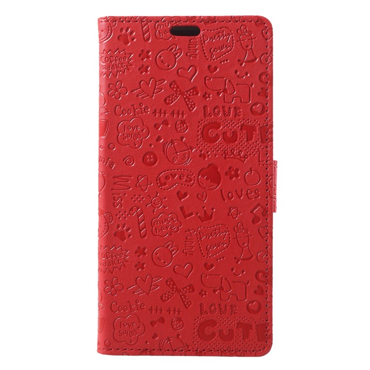 Cartoon Graffiti PU Leather Wallet Stand Case for Xiaomi Redmi Note 5 Pro (Dual Camera) / Redmi Note 5 (China) / Mi 6x - Red-3