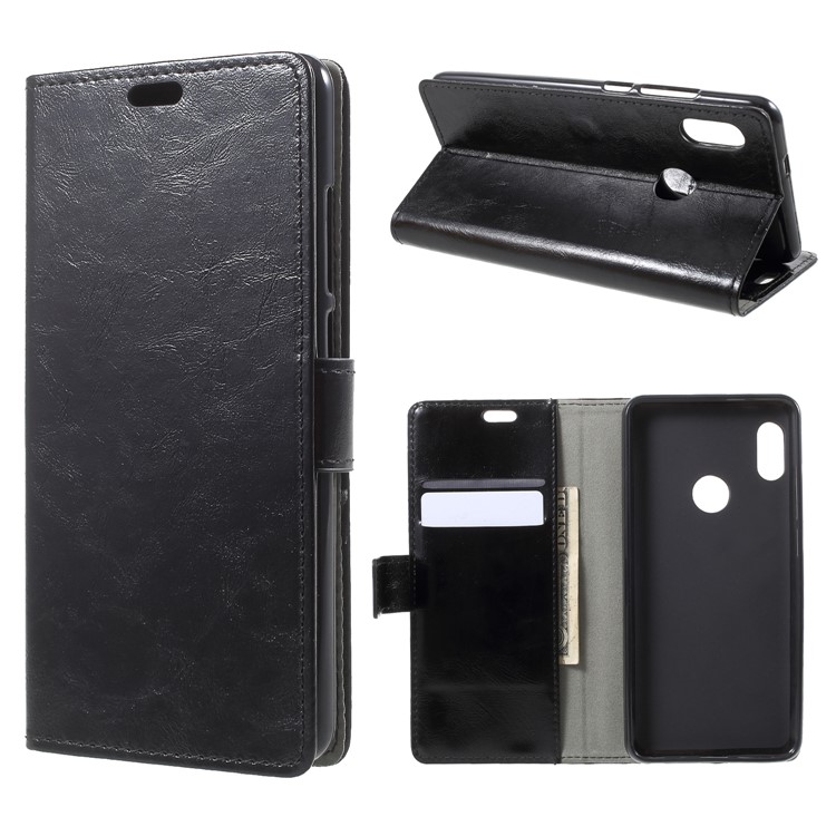 Crazy Horse PU Leather Wallet Case for Xiaomi Redmi Note 5 Pro (Dual Camera) / Redmi Note 5 (China) / Mi 6x - Black-1