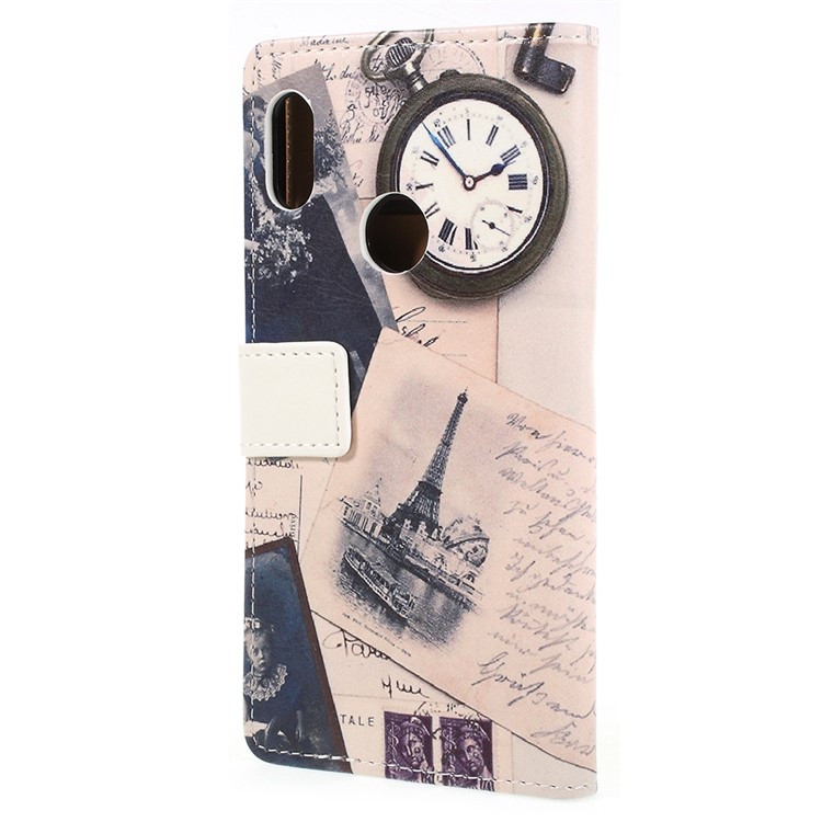 Patterned Leather Wallet Casing Cover for Xiaomi Redmi Note 5 Pro (Dual Camera) / Redmi Note 5 (China) - Eiffel Tower and Quill-3