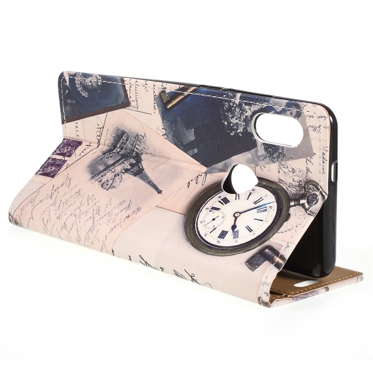 Patterned Leather Wallet Casing Cover for Xiaomi Redmi Note 5 Pro (Dual Camera) / Redmi Note 5 (China) - Eiffel Tower and Quill-5
