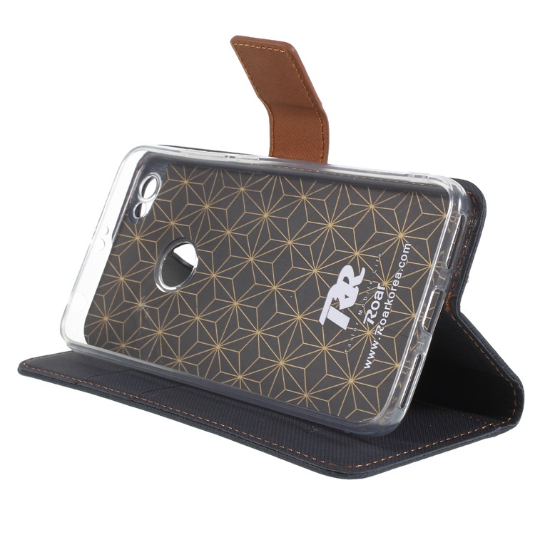 ROAR KOREA Twill Leather Wallet Case for Xiaomi Redmi Note 5A Prime / Redmi Y1 (India) - Black-4