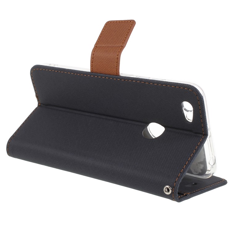 ROAR KOREA Twill Leather Wallet Case for Xiaomi Redmi Note 5A Prime / Redmi Y1 (India) - Black-5