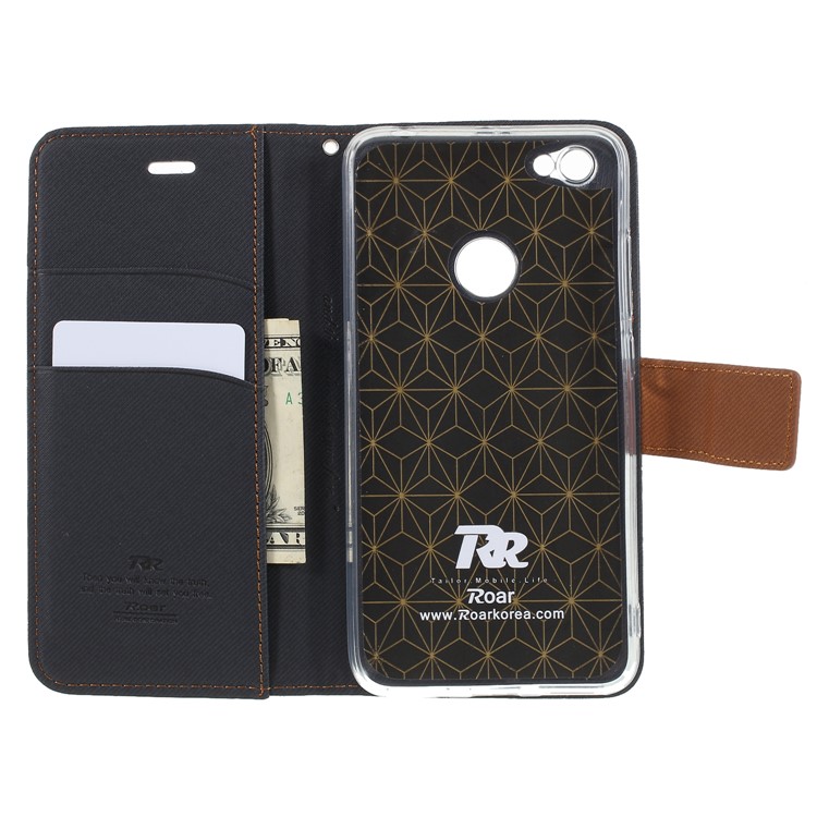 ROAR KOREA Twill Leather Wallet Case for Xiaomi Redmi Note 5A Prime / Redmi Y1 (India) - Black-6