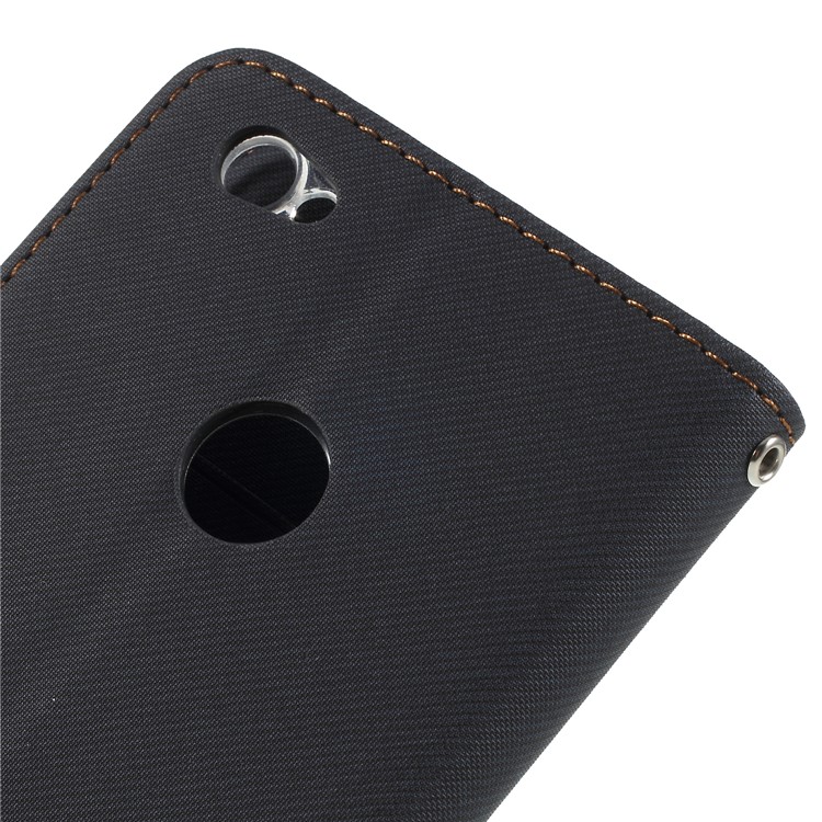 ROAR KOREA Twill Leather Wallet Case for Xiaomi Redmi Note 5A Prime / Redmi Y1 (India) - Black-8