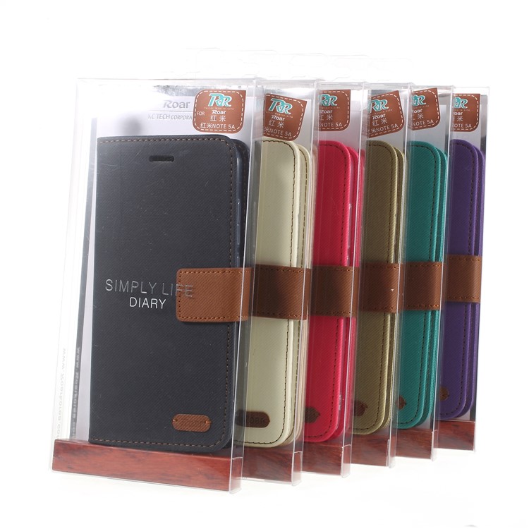 ROAR KOREA Twill Leather Wallet Case for Xiaomi Redmi Note 5A Prime / Redmi Y1 (India) - Black-9