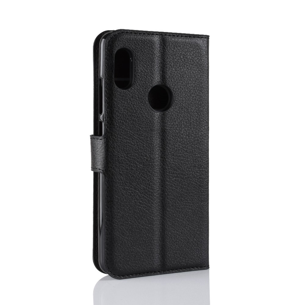 Litchi Skin Cell Téléphone Portefeuille en Cuir Pour Xiaomi Redmi Note 5 Pro (double Caméra) / Redmi Note 5 (chine) - le Noir