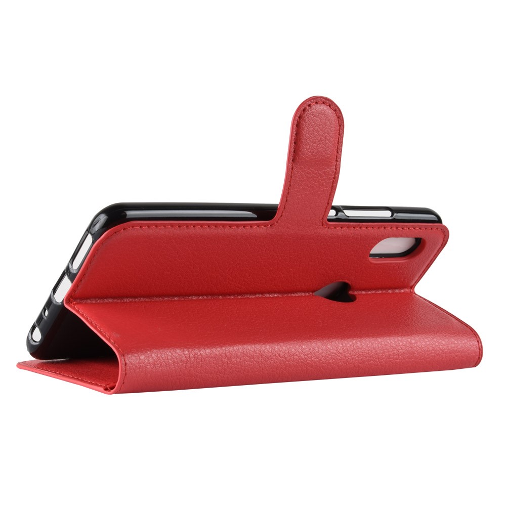 Litchi Skin Leather Wallet Shell Case for Xiaomi Redmi Note 5 Pro (Dual Camera) / Redmi Note 5 (China) - Red-5