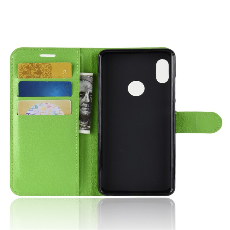 Litchi Skin Wallet Leather Stand Cover for Xiaomi Redmi Note 5 Pro (Dual Camera) / Redmi Note 5 (China) - Green-3