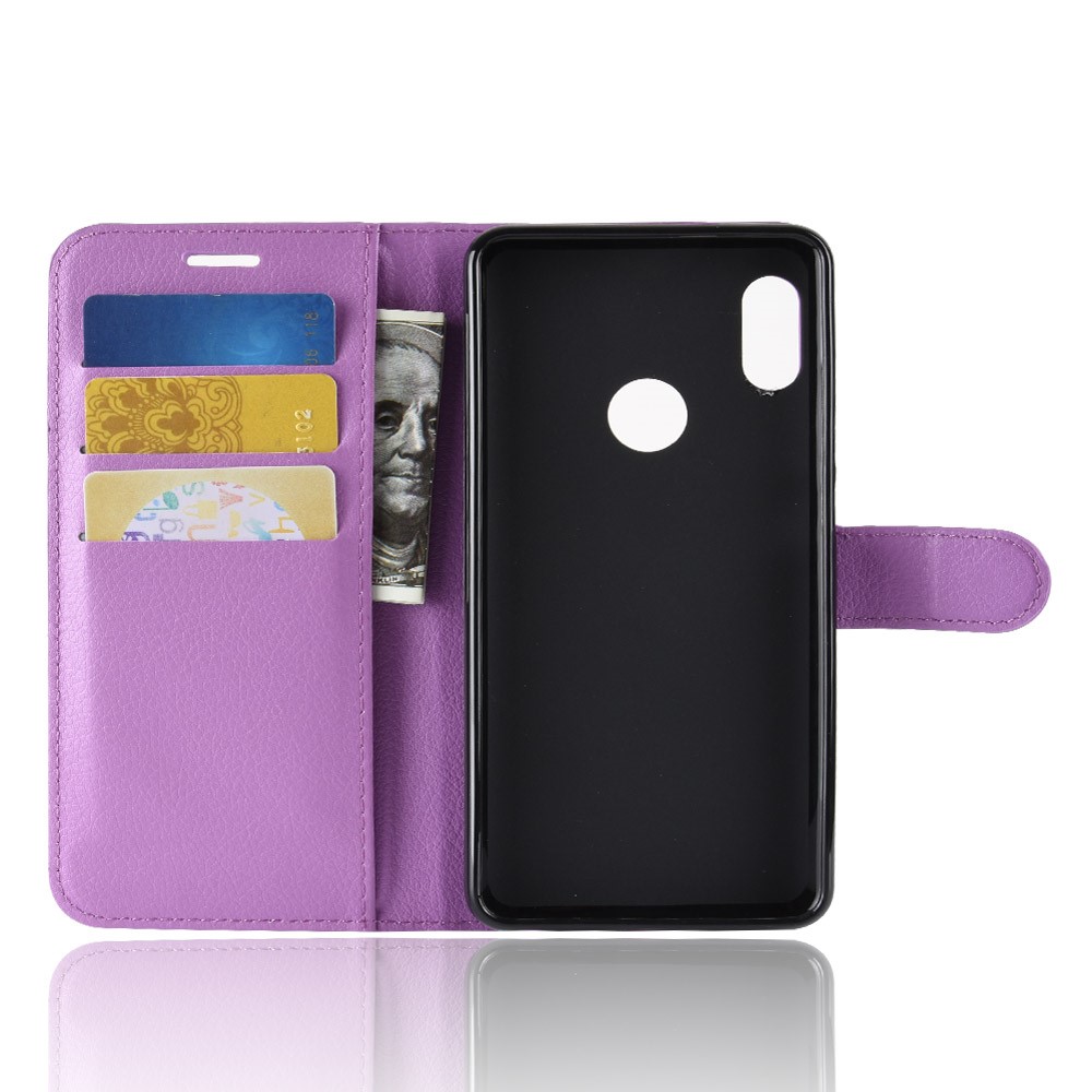 Litchi Skin Cell Celather Cartet Case Para Xiaomi Redmi Note 5 Pro (câmera Dupla) / Redmi Nota 5 (China) - Roxo-3