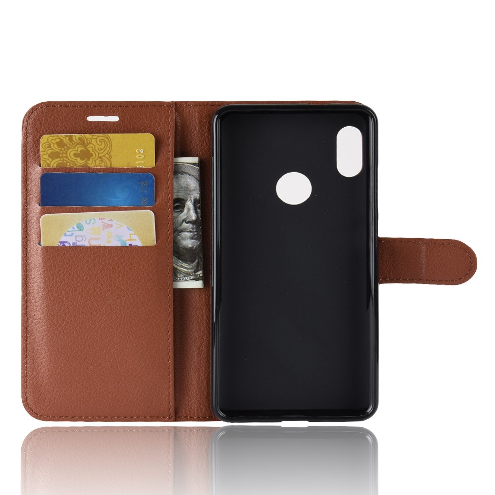 Litchi Skin Wallet Leather Protection Case for Xiaomi Redmi Note 5 Pro (Dual Camera) / Redmi Note 5 (China) - Brown-3