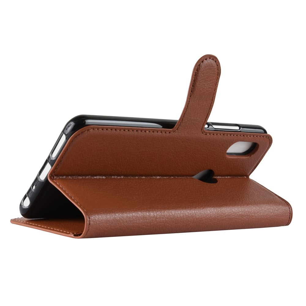 Litchi Skin Wallet Leather Protection Case for Xiaomi Redmi Note 5 Pro (Dual Camera) / Redmi Note 5 (China) - Brown-5