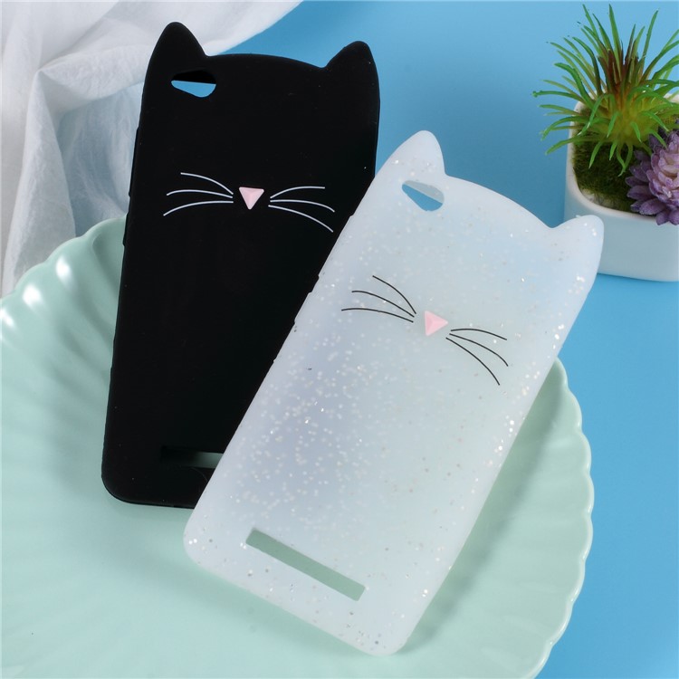 3D Moustache Cat Silicone Back Case for Xiaomi Redmi 4a - White-2