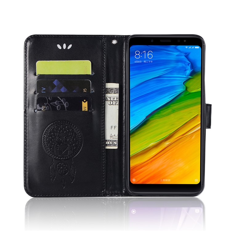 Imprint Dream Catcher Owl Magnetic Wallet PU Leather Stand Cover for Xiaomi Redmi Note 5 Pro (Dual Camera) / Redmi Note 5 (China) - Black-7