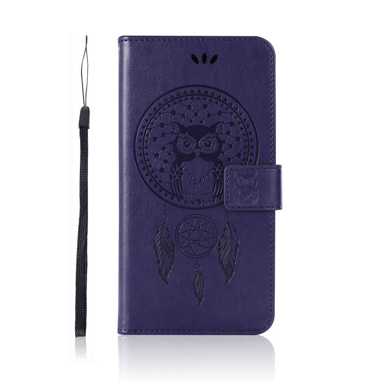 Imprint Dream Catcher Owl Magnetic Wallet PU Leather Stand Mobile Phone Shell for Xiaomi Redmi Note 5 Pro (Dual Camera) / Redmi Note 5 (China) - Purple-3