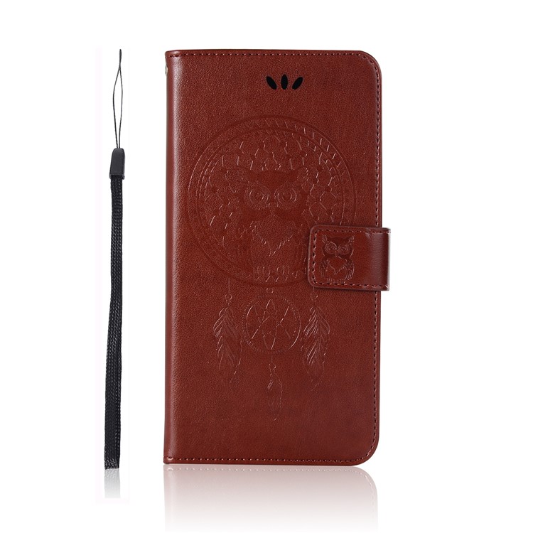 Imprint Dream Catcher Owl Magnetic Wallet PU Leather Stand Cell Phone Shell for Xiaomi Redmi Note 5 Pro (Dual Camera) / Redmi Note 5 (China) - Brown-3